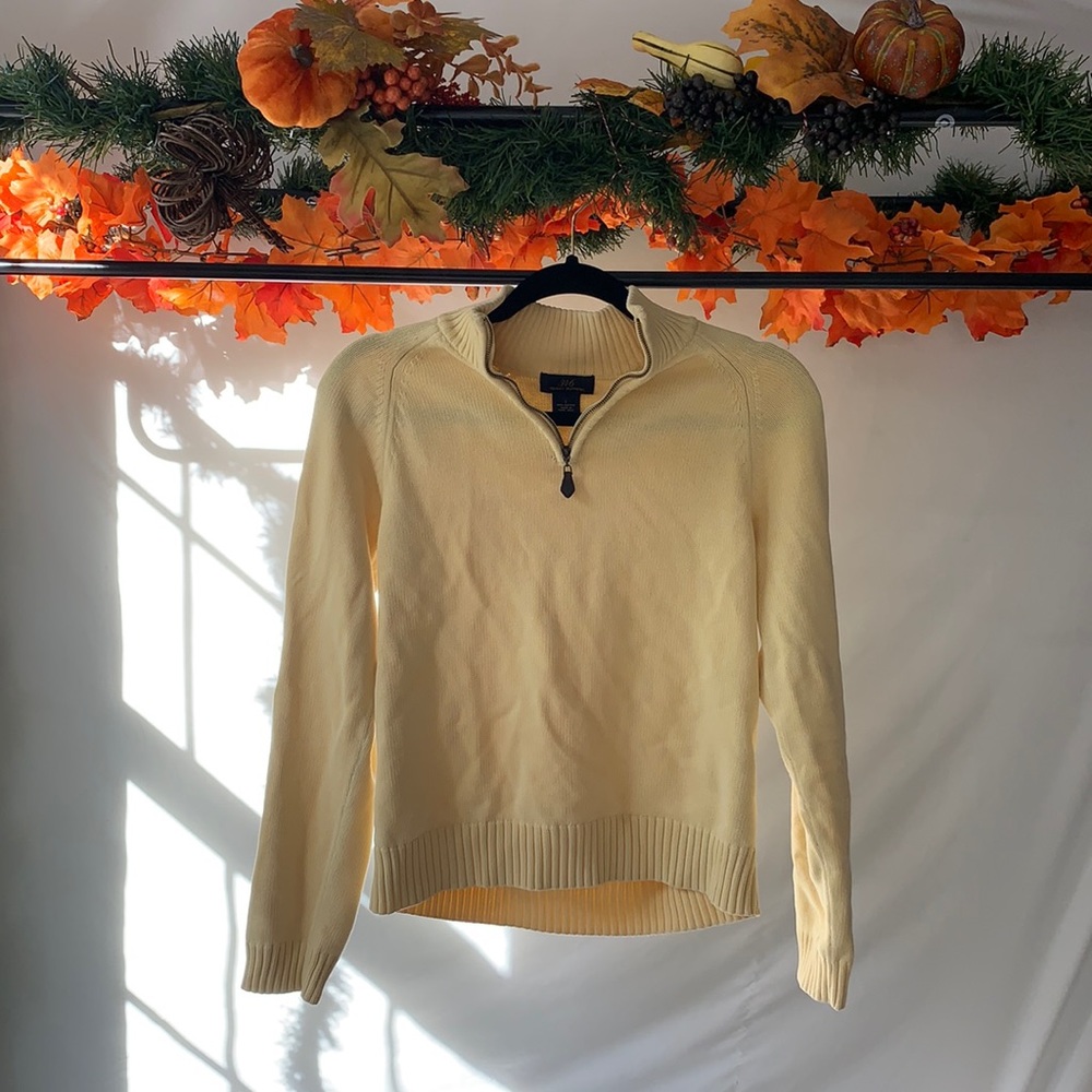 Three quarter zip Brooks Brothers pastel yellow sweater, size small